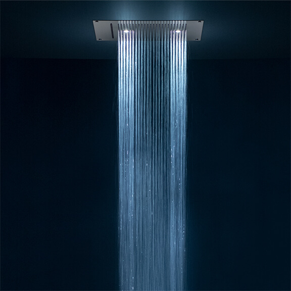 Shower system with light incorporated in the showerhead Lumina